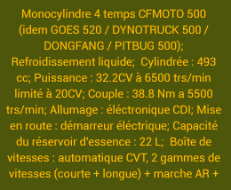 caractéristiques buggy 525