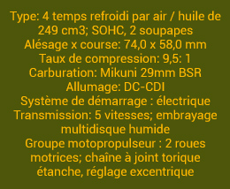 caractéristiques yamaha 250 noir