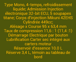  caractéristiques Yamaha YFZ 450 R